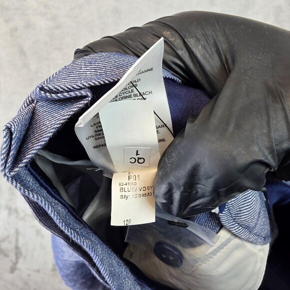 Express Pants Womens Size 12R Blue Ankle High Rise Belted Linen Blend Tapered - Picture 14 of 14